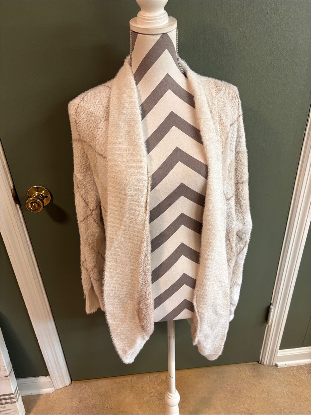 Hippie Rose Cream Open-Front Fuzzy Cardigan